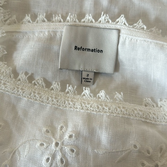 NEW Reformation Lorie Sleeveless Linen  Top in White Lace | size 2 - Picture 11 of 12
